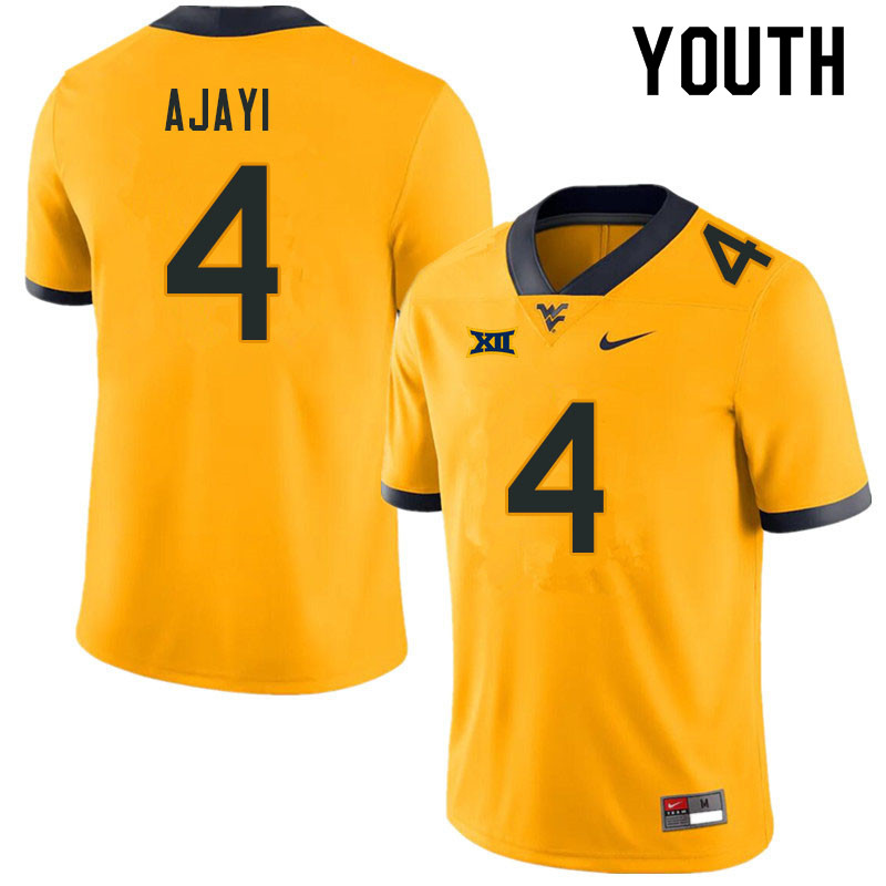 Youth #4 Rashad Ajayi West Virginia Mountaineers College Football Jerseys Sale-Gold - Click Image to Close